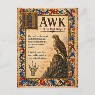 Postal Halcón, Arte de Bestiario Medieval