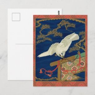 Postal Halcón Blanco Japonés Antiguo Arte G.A. Audsley