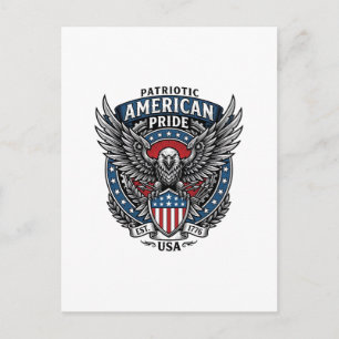 Postal Halcón de batalla patriótico Águila y halcón patri