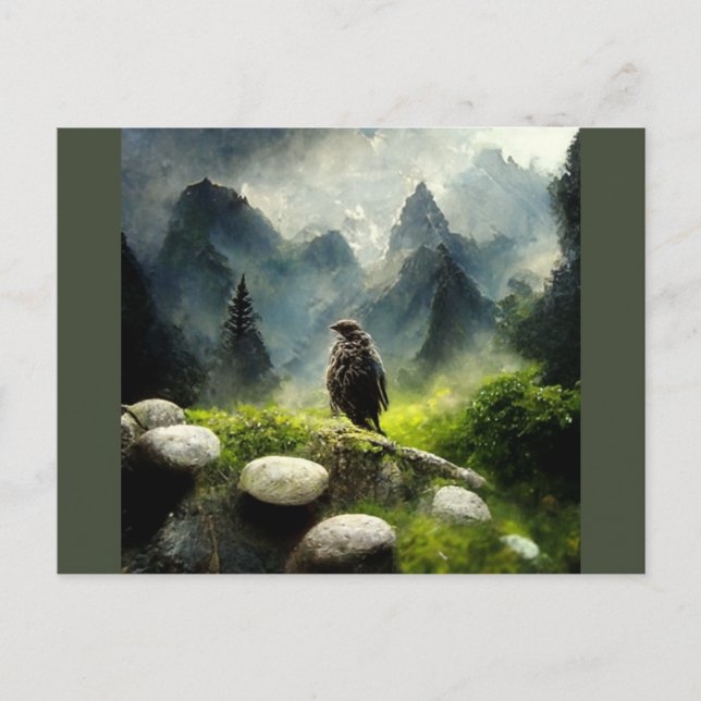 Postal Halcón en el bosque (Anverso)