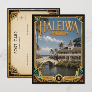 Postal Haleiwa Hawái Arte Deco Vintage Edad Dorada