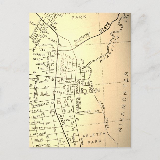 Postal Half Moon Bay, mapa de cosechas de CA (Anverso)