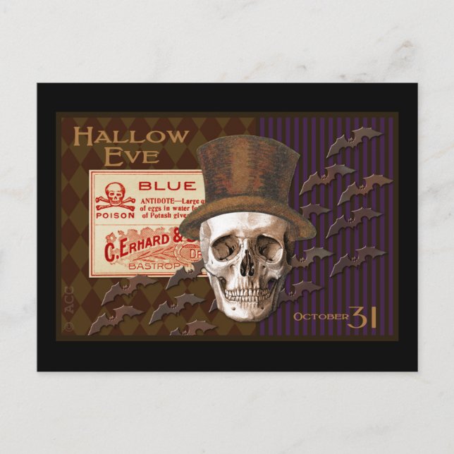 Postal Hallow Eve Halloween Skull (Anverso)