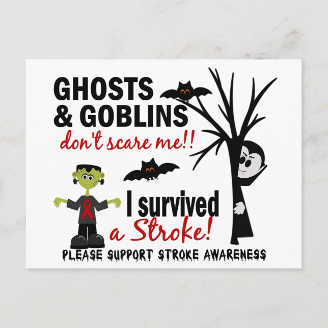 Postal Halloween 1 sobreviviente de Stroke (Anverso)