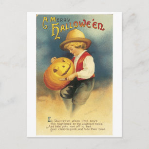 Postal Halloween a la vieja usanza, Boy hace una linterna