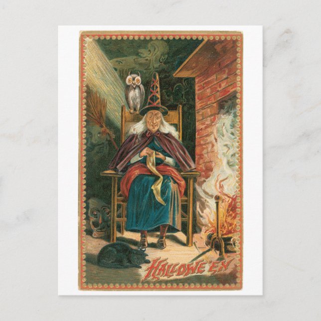Postal Halloween a la vieja usanza, Bruja (Anverso)