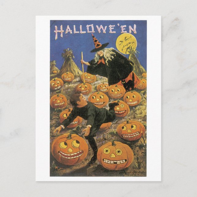 Postal Halloween a la vieja usanza, Bruja (Anverso)