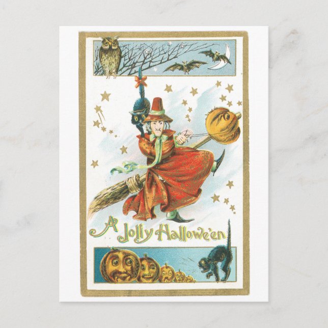 Postal Halloween a la vieja usanza, Bruja (Anverso)