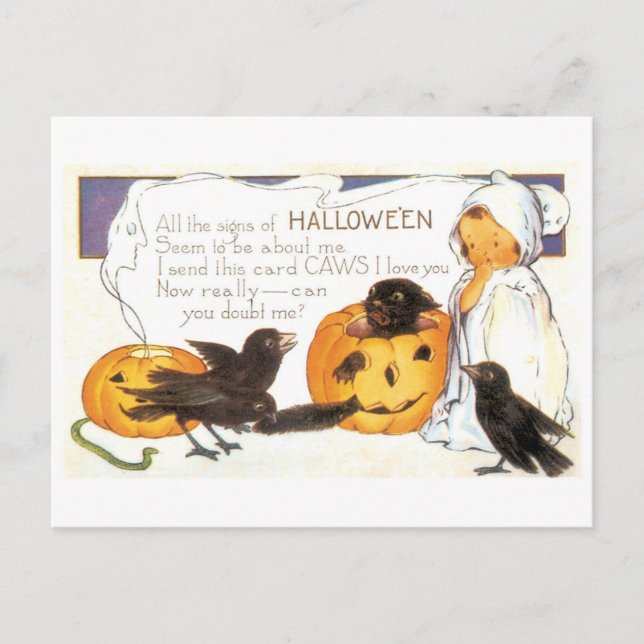 Postal Halloween a la vieja usanza, Crow (Anverso)