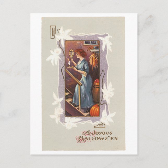 Postal Halloween a la vieja usanza, Lady con un espejo de (Anverso)