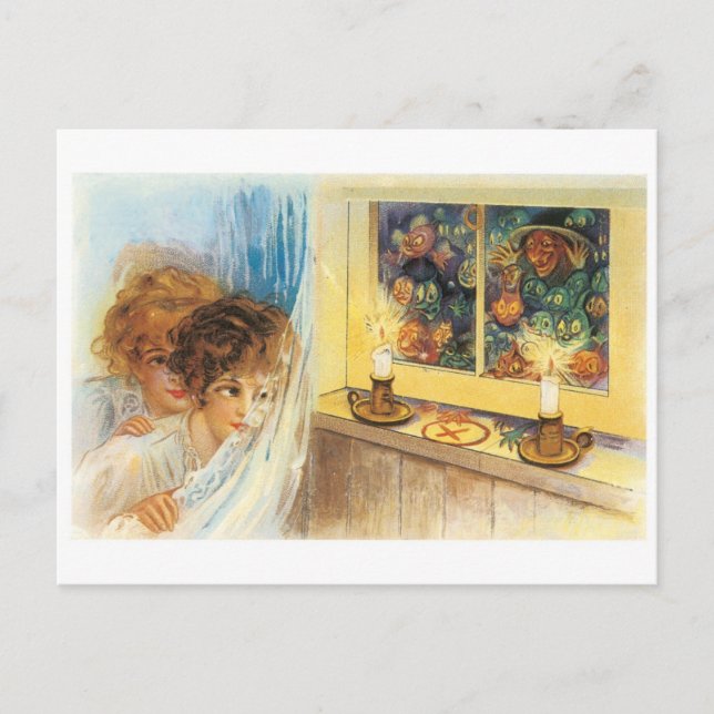 Postal Halloween a la vieja usanza, los Chicas conocen a  (Anverso)