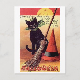 Postal Halloween amistoso de hadas