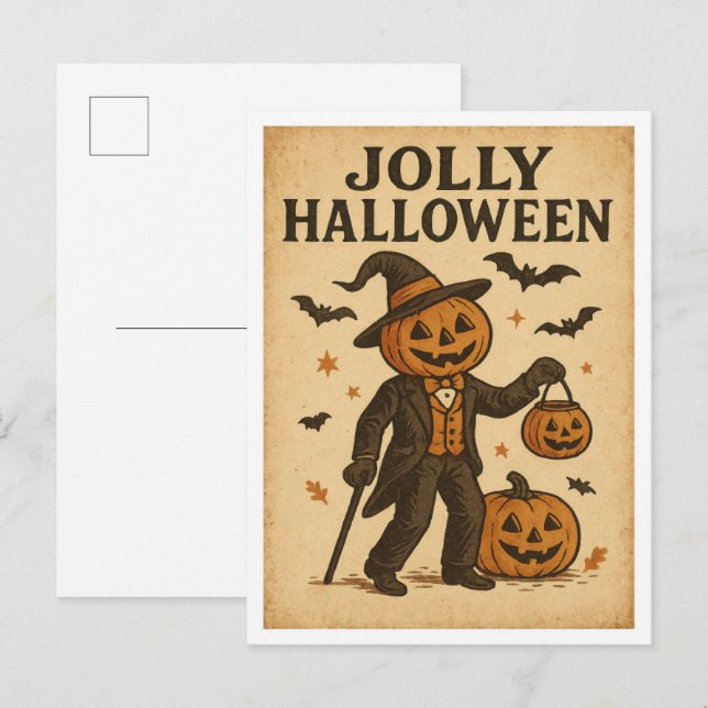 Postal Halloween Antiguo Alegre Halloween (Anverso / Reverso)