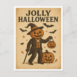 Postal Halloween Antiguo Alegre Halloween