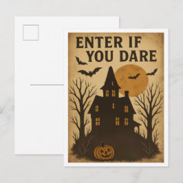 Postal Halloween Antiguo Entra si Te Atreves