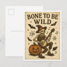 Postal Halloween Antiguo Hueso para ser Salvaje