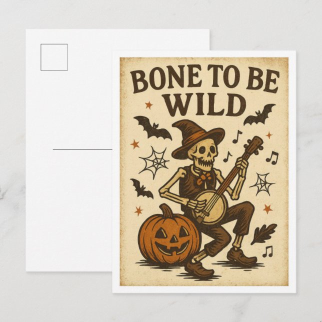 Postal Halloween Antiguo Hueso para ser Salvaje (Anverso / Reverso)