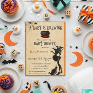 Postal Halloween Baby está Elaborando Bruja Octubre