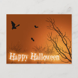 Postal Halloween Bats and Trees