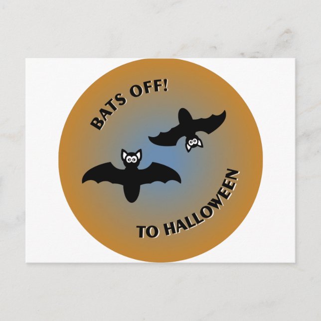 Postal Halloween Bats Naranja Azul (Anverso)