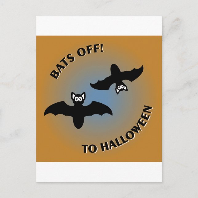 Postal Halloween Bats Naranja Azul (Anverso)