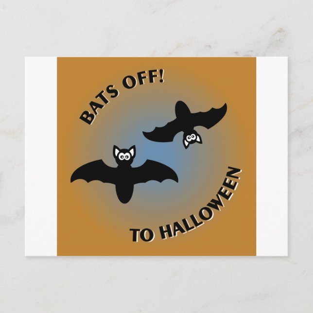 Postal Halloween Bats Naranja Azul (Anverso)