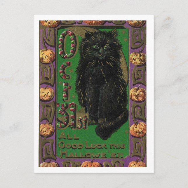 Postal Halloween Black Cat Mice Mouse Postcard (Anverso)