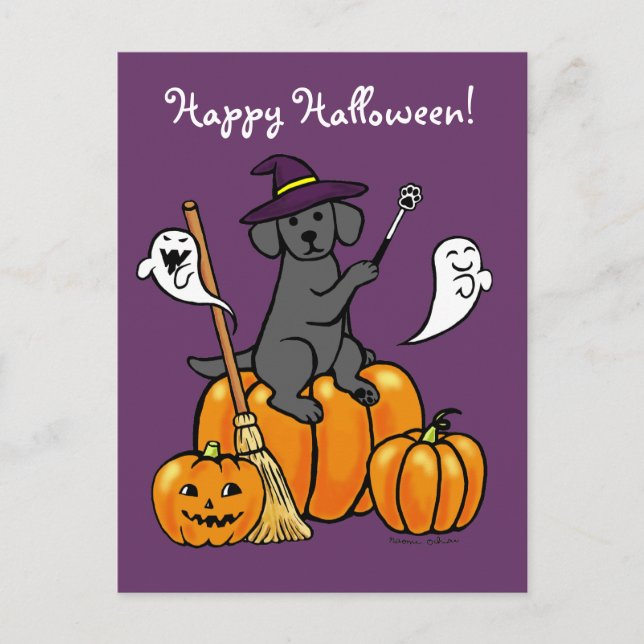 Postal Halloween Black Labrador Personalizado 2 (Anverso)