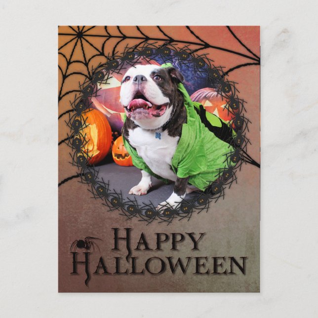 Postal Halloween - Bulldog inglés - Spike (Anverso)