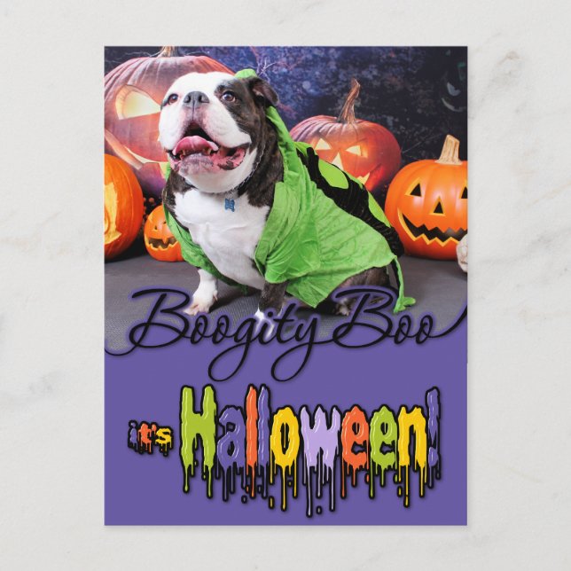 Postal Halloween - Bulldog inglés - Spike (Anverso)