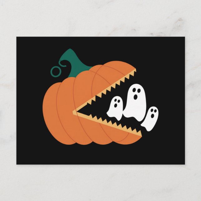 Postal Halloween Calabaza Funny Fantasma Niños (Anverso)