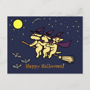 Postal ¡Halloween Caminadores Amarillos de Labrador!