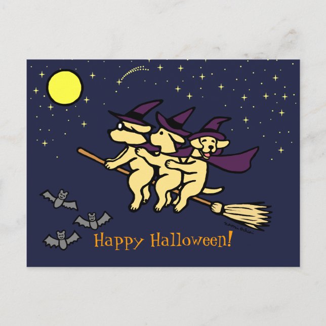 Postal ¡Halloween Caminadores Amarillos de Labrador! (Anverso)