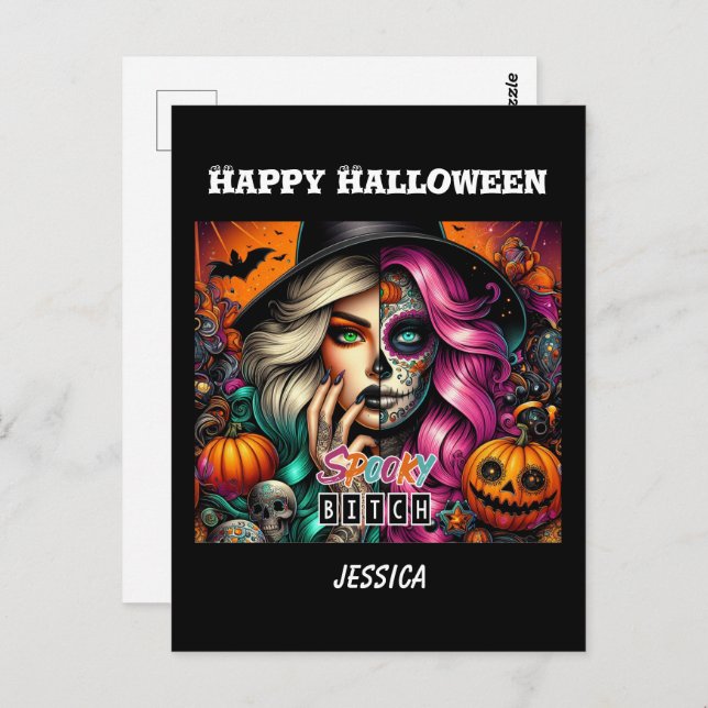 Postal Halloween, Chica de Gótico fantasmal (Anverso / Reverso)