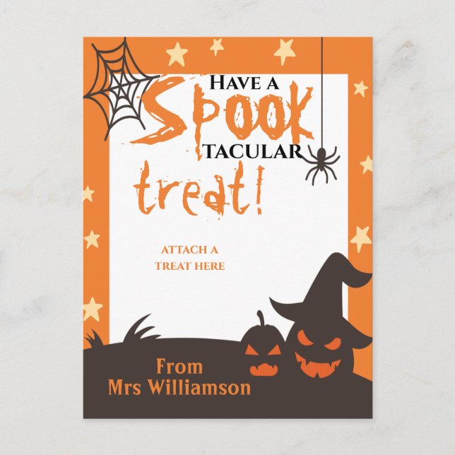 Postal Halloween Classroom Trick or Treder Holder (Anverso)