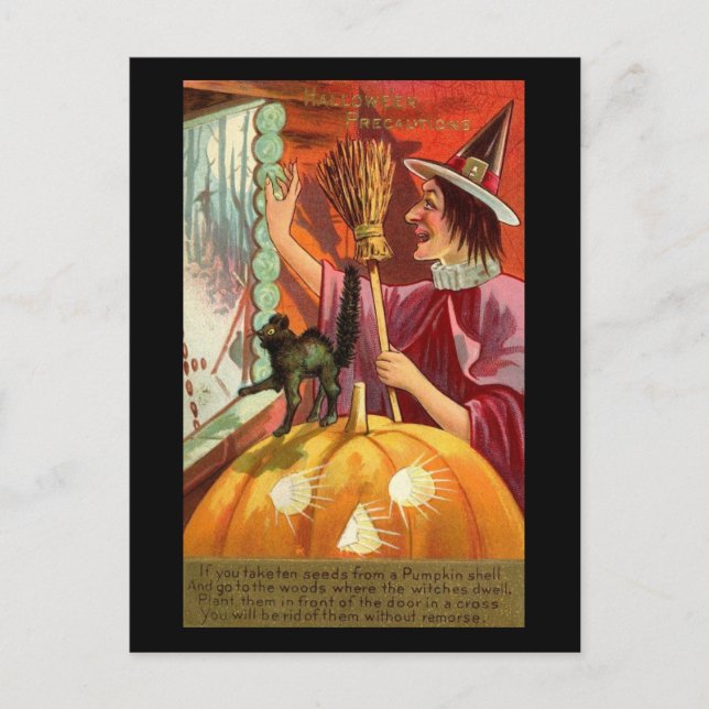 Postal Halloween Cómo deshacerse de las brujas (Anverso)
