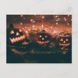 Postal Halloween con calabazas y luces