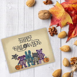 Postal Halloween con dibujos animados y calabazas