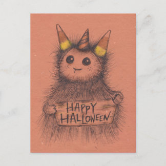 Postal Halloween con Monstruo de Candy Corn