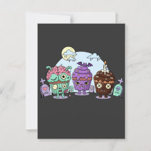 Postal Halloween con torta zombie