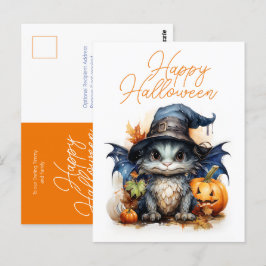 Postal Halloween con una cuatricromía para niños