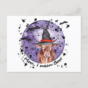 Postal Halloween Cow Moo me refiero a Boo Funny