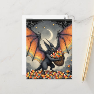 Postal Halloween Creature With Candy