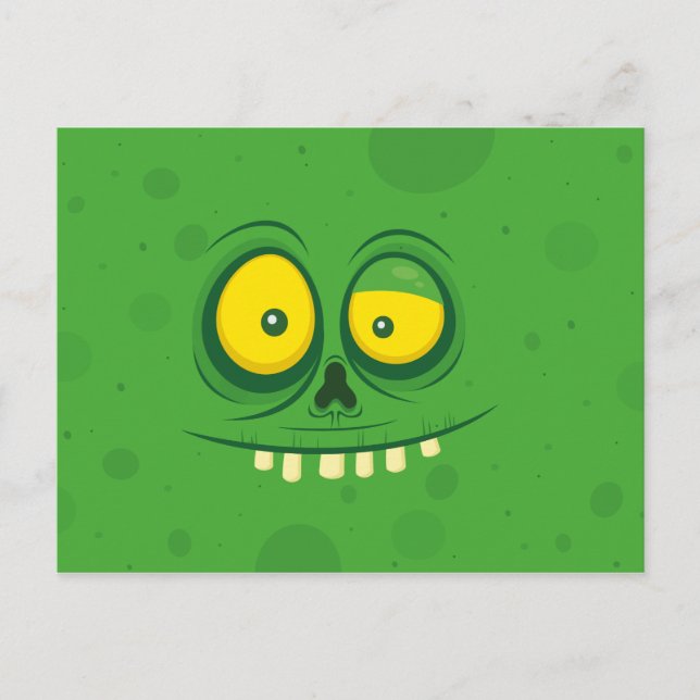 Postal Halloween Cute Green Monster Face (Anverso)