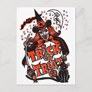 Postal Halloween de Brujas o Brujas Trick o Treat (cosech