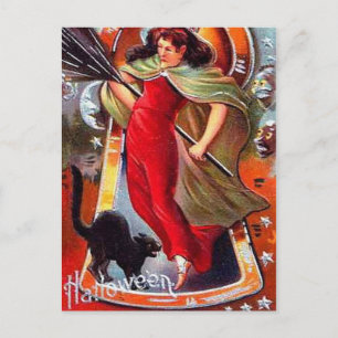 Postal Halloween de Brujas Tricky Vintage KRW