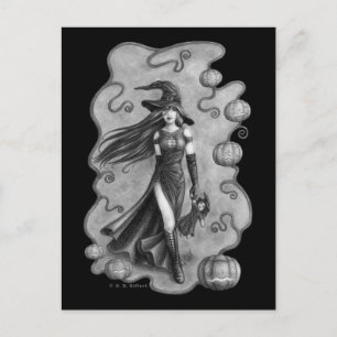 Postal Halloween de brujas y muñecas