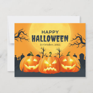 Postal Halloween de calabaza naranja