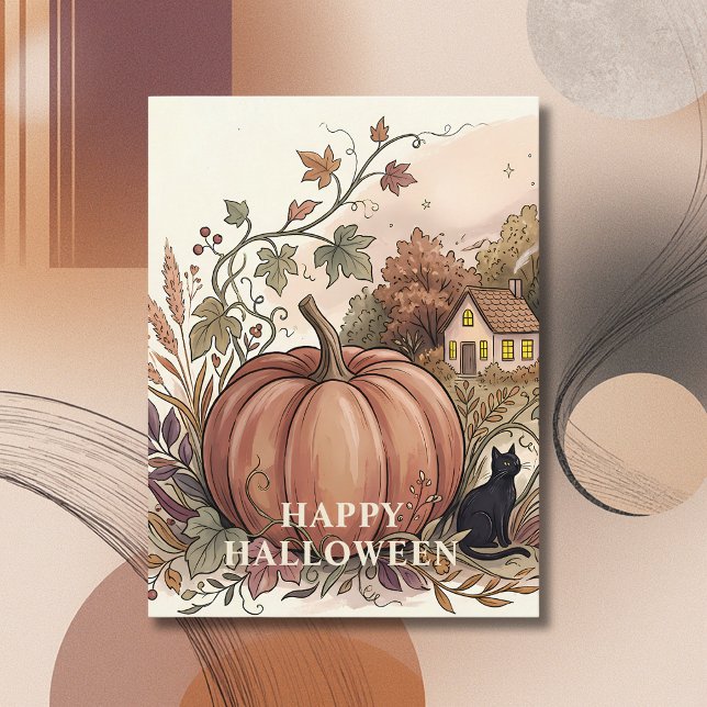 Postal Halloween de Calabaza Otoñal Acogedor (Subido por el creador)