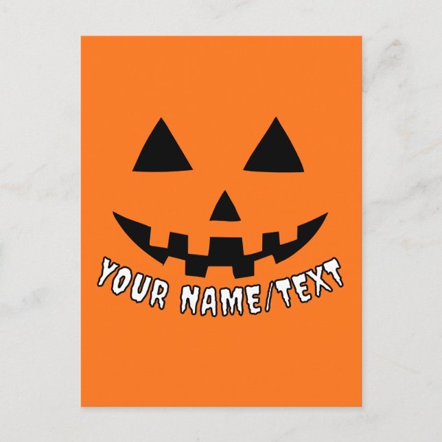 Postal Halloween de calabaza personalizada Su nombre o TE (Anverso)